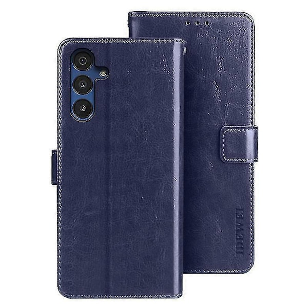 Lämplig för Samsung Galaxy A15 5G Fodral Crazy Horse Textur Läder Plånboksfodral-C6 Dark Blue