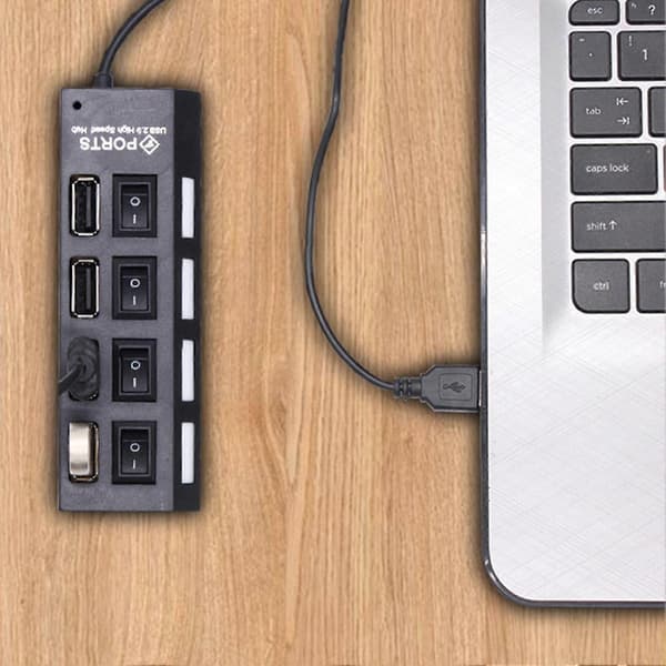 USB Hub 4 Porter Multifunksjonell Universal Høy Effektivitet Plassbesparende Høyhastighetsoverføring med Bryter Multi USB Splitter
