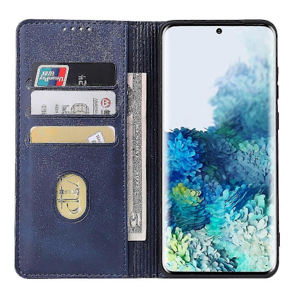 Samsung S20 Lær Mobiltelefondeksel Blue