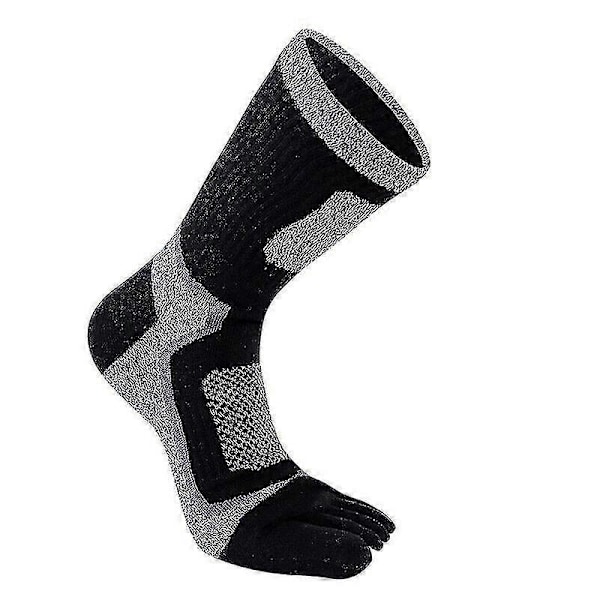 3 Par Tåsokker Sports Trener Pustende Fem Finger Bomulls Løpesokker Black