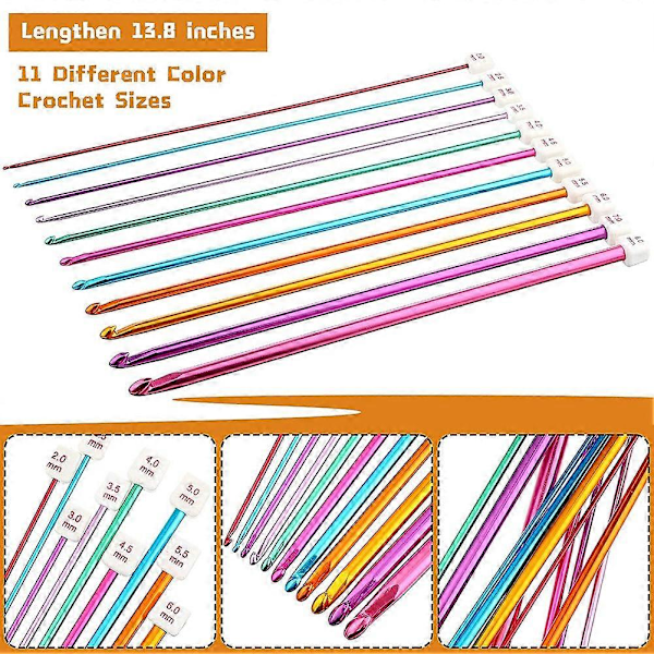 23 Delar Tunisiska Virknålar Set 3-10 mm Kabel Bambu Sticknål med Pärla Karboniserad Bambunål Virknål 2-8mm