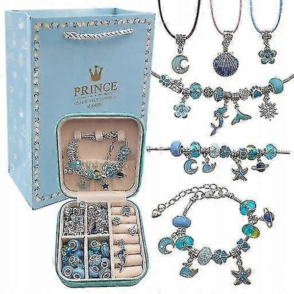 Charm Armbandstillverkningskit DIY Hantverk Smyckesset Present För Barn Flickor Tonåringar blue