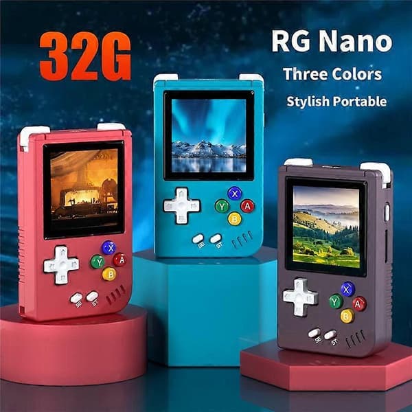 RG Nano Mini Retro Handhållen Spelkonsol 32G 1.54-tums Skärm Linux System Klassisk Spelkonsol Barnpresent B
