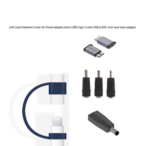 Kabeladapterhållare med Fäste för USB-C, Micro USB Tablet Touch Pen Sleeve Cover Grey