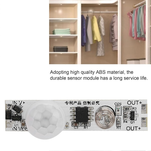 Infrarød bevegelsessensormodul Justerbart kort DC3.724V for skapgarderobe LzopaWprR11