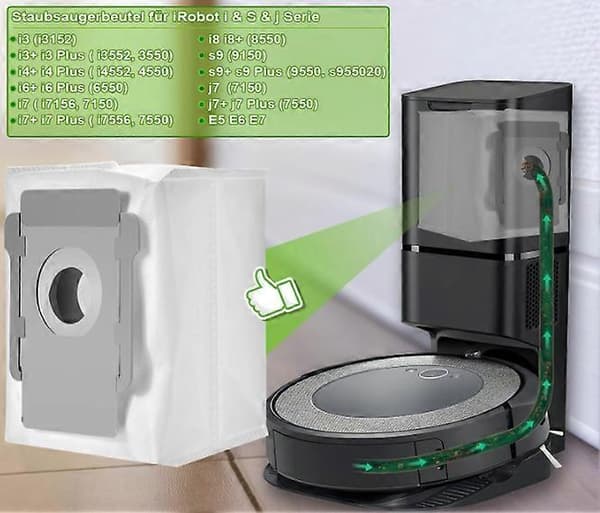 10-pack dammsugarpåsar för Irobot Roomba i7 i7+ i7 Plus S9 S9+ i3 i3+ i4 i4+ i6 i6+ i8 i8+ J7 J7+ E5 E6 E7 Ersättningspåse för Irobot Roomba Alla