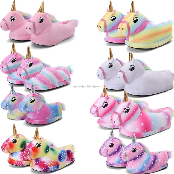 Unicorn Tofflor Barn Söta Tofflor Varma Inomhus för Vintern style 7 S Length 22cm