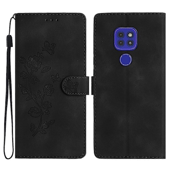 Blommig Läderfodral För Motorola Moto G9 / G9 Play / E7 Plus Black