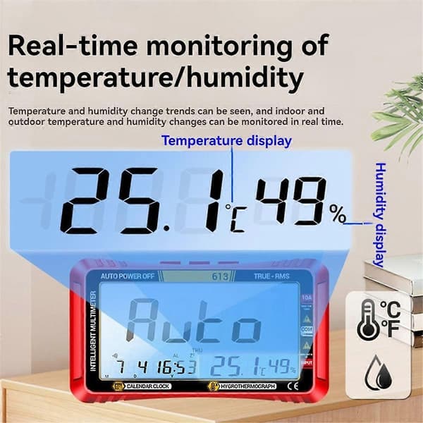 613Smart Multimeter Realtids Strømafbrydelses Måle Tester AC/DC Amperemeter Voltmeter 4000 Tæller Digital Multimetro Testværktøj, A