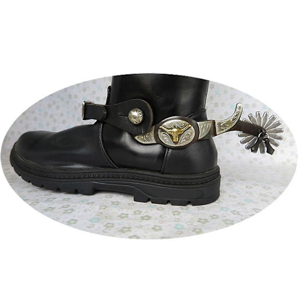 2x Hestesporer Anti-Rust Western Style Spore Til Konkurrenceudstyr Mænd Sølv Dark Brown