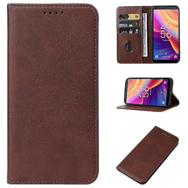 Magnetiskt Läderfodral För TCL 501 Brown