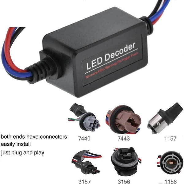 2 stk 7440 Bil LED Dekoder Advarsel Feilfjerner Blinklys Lampe Anti-flimmer Lastmotstander