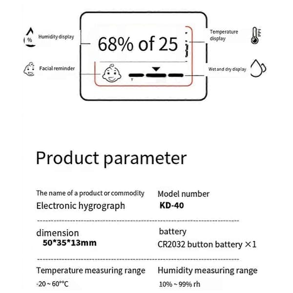 Mini LCD Digital Hygrometer Inomhus Elektronisk Temperatur Hygrometer Sensor Mätare Elektronisk Hushållstermometer Svart