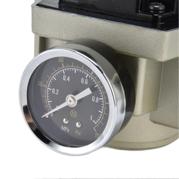 Lufttryksregulator Aflastningsventil 0,05?0,8MPa Controller Aluminiumlegering med Måler 3/8in