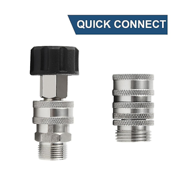 Rustfrit stål højtryksrenser Quick Connect Kit, m22 14mm til 3/8in Quick Connect, 3/4in til 1/2in Quick Release Adapter