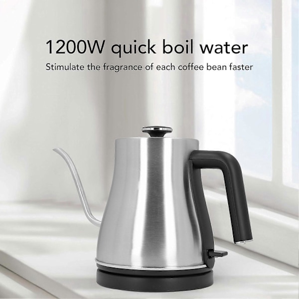 Pour Over Kaffekjele Profesjonell Rustfritt Stål Forhindrer Tørrkoking Smal Drypptut Svanehals Elektrisk Kjele 0.8L