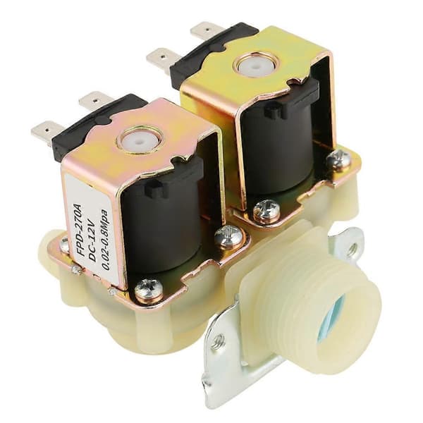 DN20 G3/4 DC 12V Normalt Lukket Dobbelthode Vanninntak Magnetventil for Vaskemaskin