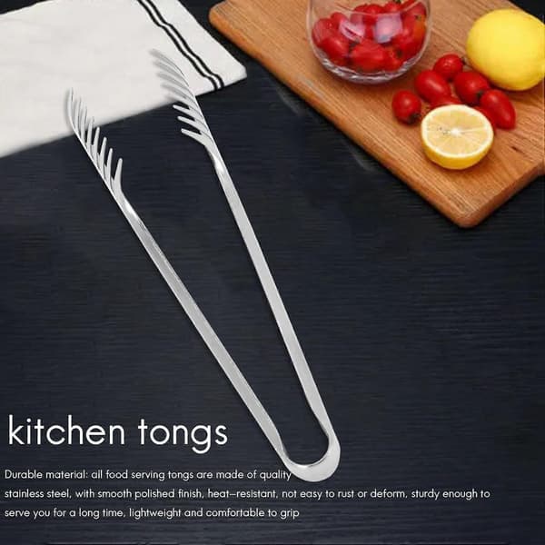 4 Stykker Madtænger Sæt 23 cm Rustfrit Stål Madserveringstænger Buffet Tang Kage Nudel Spaghetti Pasta Tang
