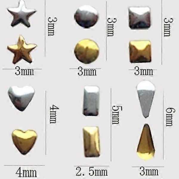 300 st Punk 3D Akryl Nagelkonst Legering Nitar Dubbar Spikar DIY Dekoration Spots QinHai