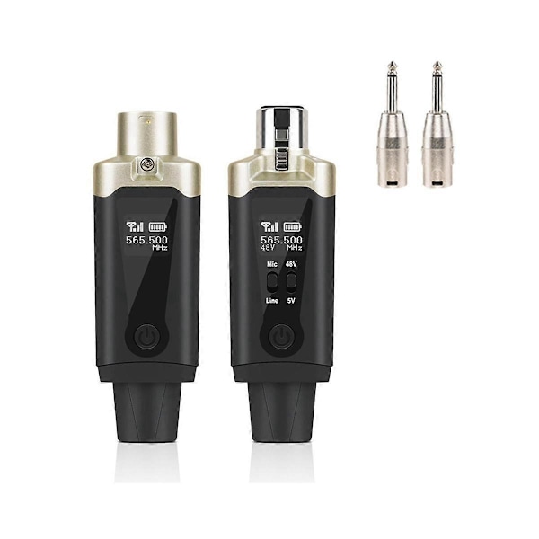 Trådløst mikrofon sender modtager system med kablet til trådløs adapter til kondensator 5V/ dynamisk 48V universal