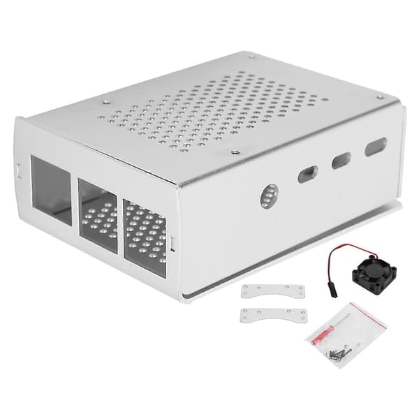 Skyddsfodral för Raspberry Pi 4 Hölje Kapsling Aluminiumlegering med Kylfläkt