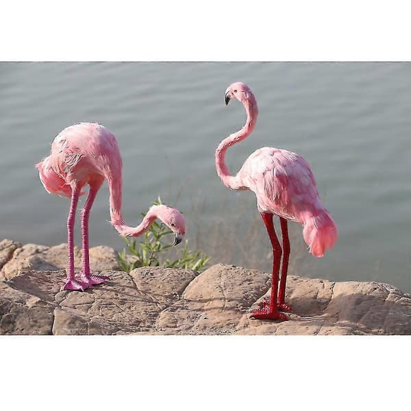 Kunstig Pels Flamingo Plænefigurer Havepynt Ser Opad Pink-God