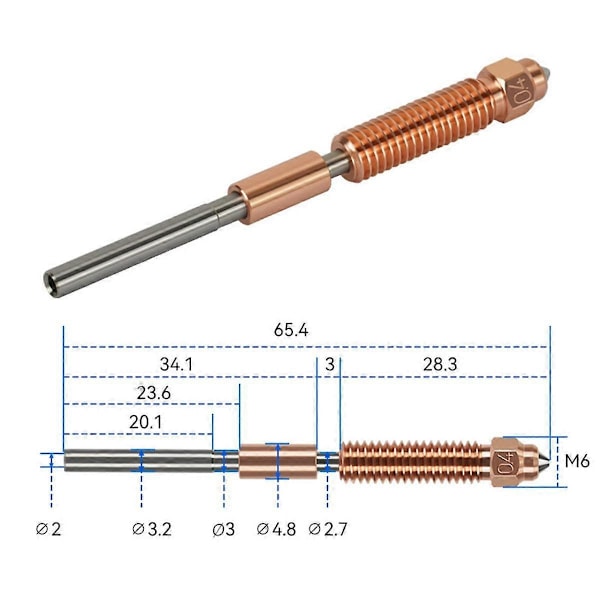 Högflödesutskrift Uppgraderat Munstycke K1C Krom Zirkonium Kopparmunstycke för K1 Max V3 3D-skrivare Hot End-0.2mm