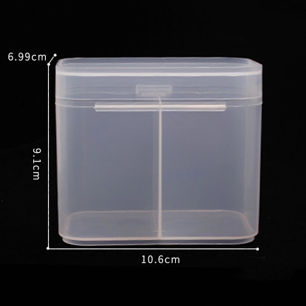 Bomuldspad Holder Støvtæt Multipurpose Transparent 2 Rum Bomuldspad Dispenser til Toiletbord QinHai