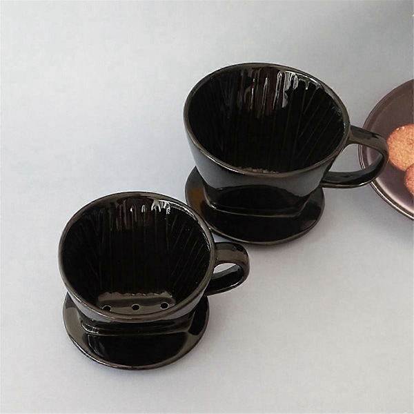 Kaffefilterkopp, Enkel Kopp Svart Keramisk Kaffedroppare, Återanvändbar Filterhållare L