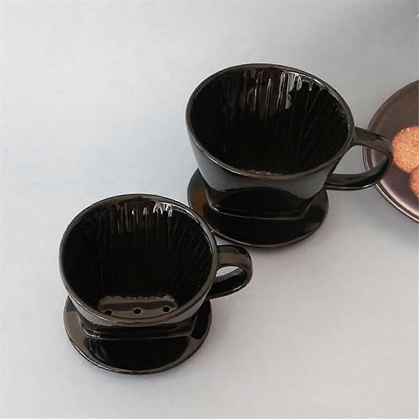 Kaffefilterkopp, Enkel Kopp Svart Keramisk Kaffetrakter, Gjenbrukbar Filterholder L