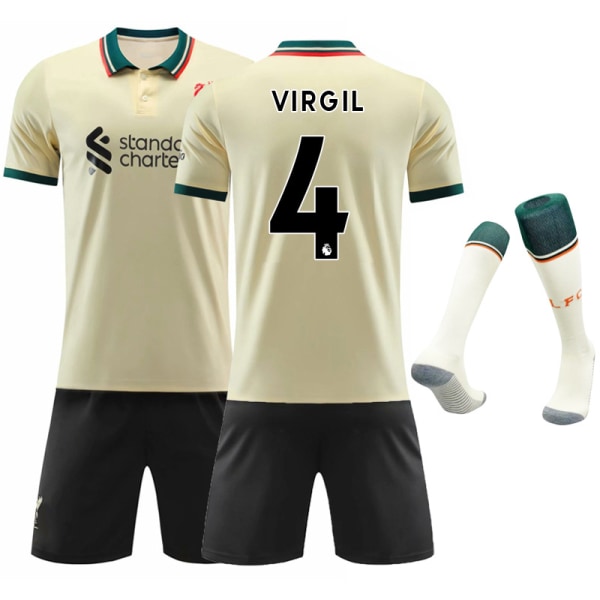 21-22 ny Liverpool borta fotbollströja nr 11 Salah tröja vuxna barn förälder-barn sportdräkt NO.4 VIRGIL 2XL