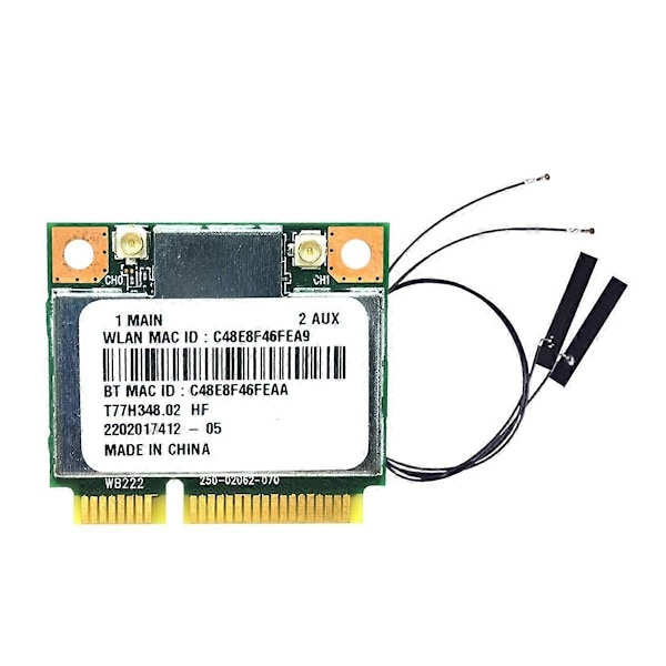 AR5B22 AR9462 WiFi-kortti + Sisäiset antennit 300Mbps 2.4G/5G Dual Band BT4.0 Mini PCl-E WiFi-sovitin Windows 7/8/10:lle