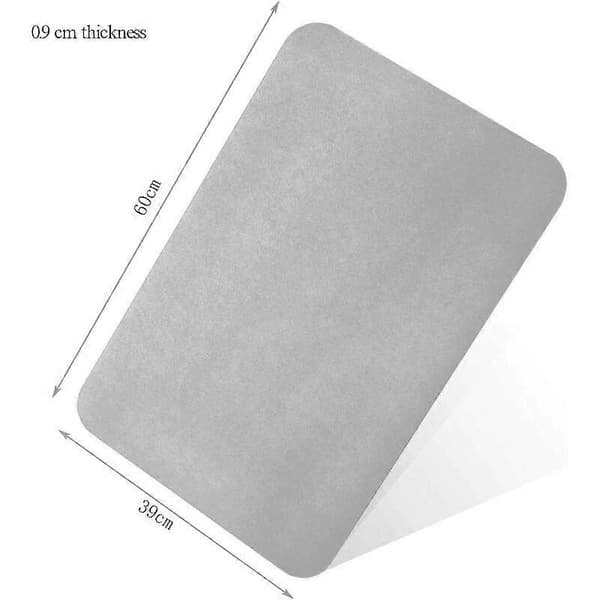 Badrumsmatta i kiselgur, halkfri duschmatta för badrum 60 x 39 x 0.9 cm (Grå)