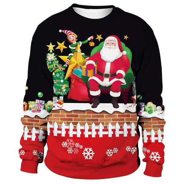 Par Printed tröja Kvinnor Män Unisex långärmad tröja Jumper Xmas Party Nyhet Toppar Semesterpresent style 2 L