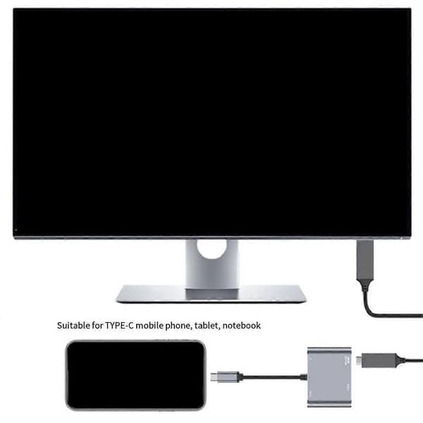 Type-C 4-i-1 Dockingstation Multifunktions Hub USB C til -Kompatibel/VGA/USB 3.0/PD Opladning til Switch Konverter