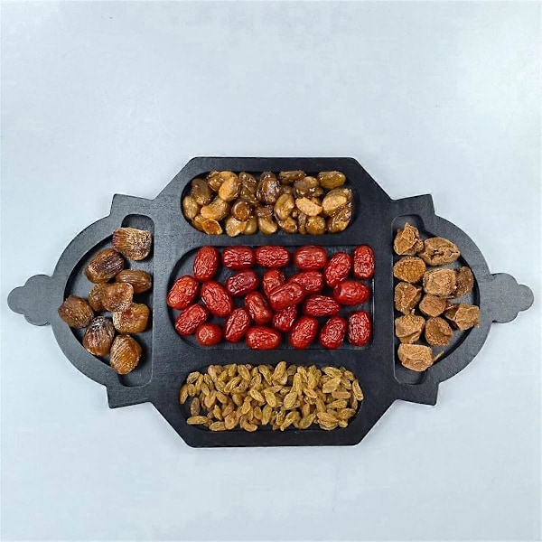 Eid Mubarak Träbricka, Ramadan Snacksbricka Dessert Bakverk Bricka Konstnärlig Serveringsbricka Guld