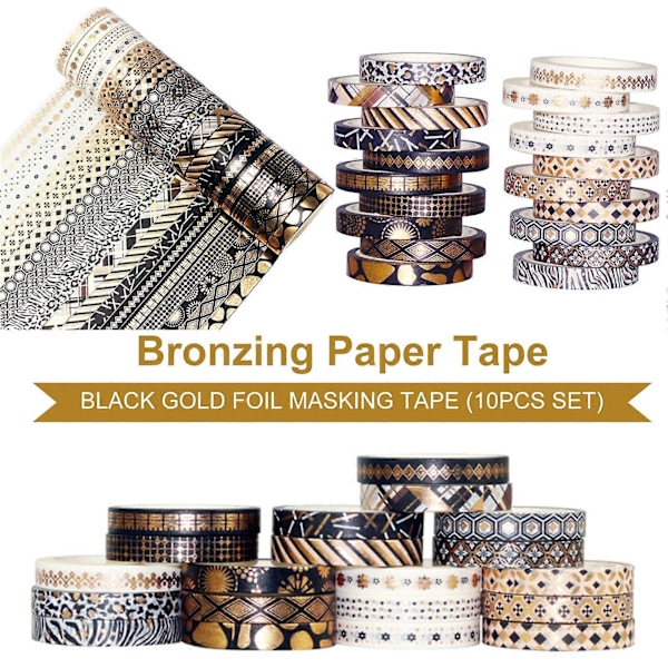 Qinhai 20 Ruller/Sett Washi Tape Klar Trykk DIY Avtakbare Dekorative Geometriske Mønstre Papirklistremerker for Barn