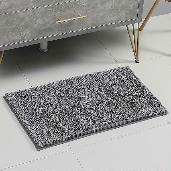 Chenille golvmatta, badrum sovrum kök vattenabsorberande halkfri golvmatta, mörkgrå