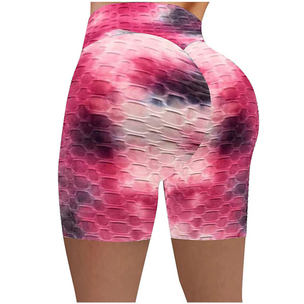 Tflycq Mode Kvinnor Korta Flerfärgade Tajta Hög Midja Elastiska Sport Yoga Byxor Red M