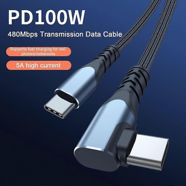Datakabel 100W PD Snabbladdning Tjock Koppartråd 480Mbps Höghastighetsdataöverföring Laddningssladd