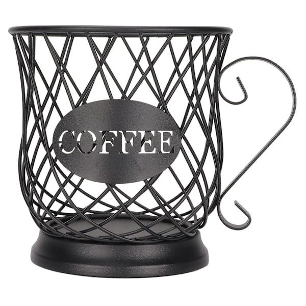 Kaffekapselhållare i Järn, Organizer med Stor Kapacitet, Förvaringskorg för Kaffekapslar för Hemmakontor Kaféer, Svart