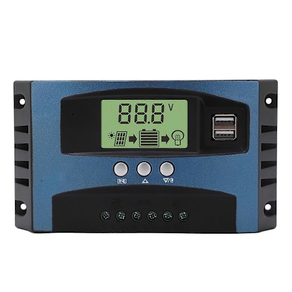 Solar Laderegulator 12V 24V Intelligent Identifikasjon MPPT Lading LCD Display Solcellepanel Laderegulator 30A (10A Utladning)