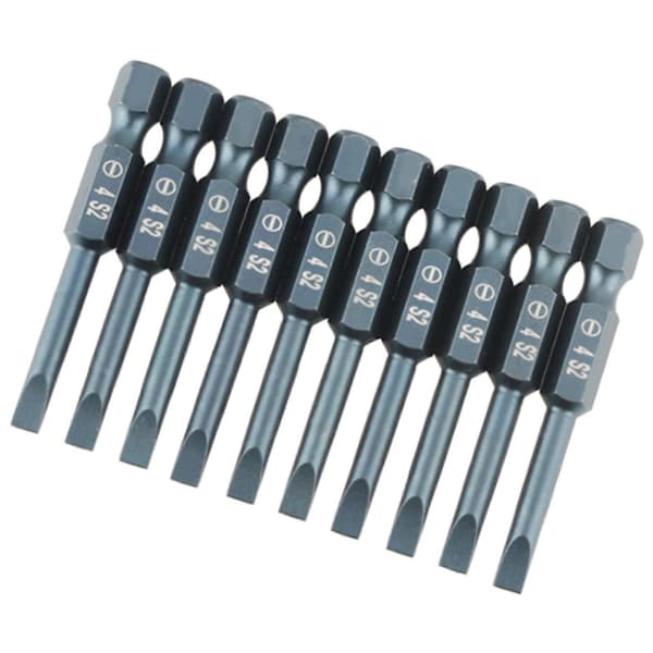 10st 1/4 tums Hex Skaft 50mm S2 Legerat Stål Spårskruvmejsel Bits Set H6.3*50*SL4mm