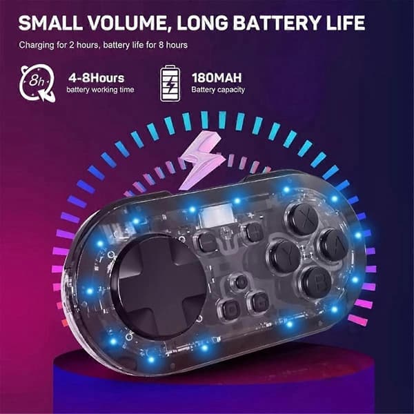 För Ny Switch Mini Handkontroll Liten Handkontroll Bluetooth Vibration Kontinuerlig Lång Batteritid Transparent Svart