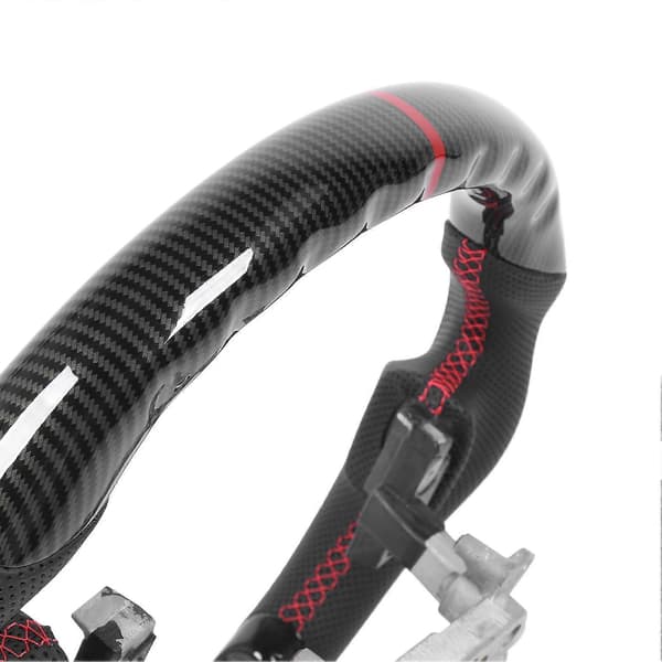 Hydro Dip Kolfiberlook Ratt Perforerat Läder Platt Ratt För 350z 2003-2008 Röd Söm