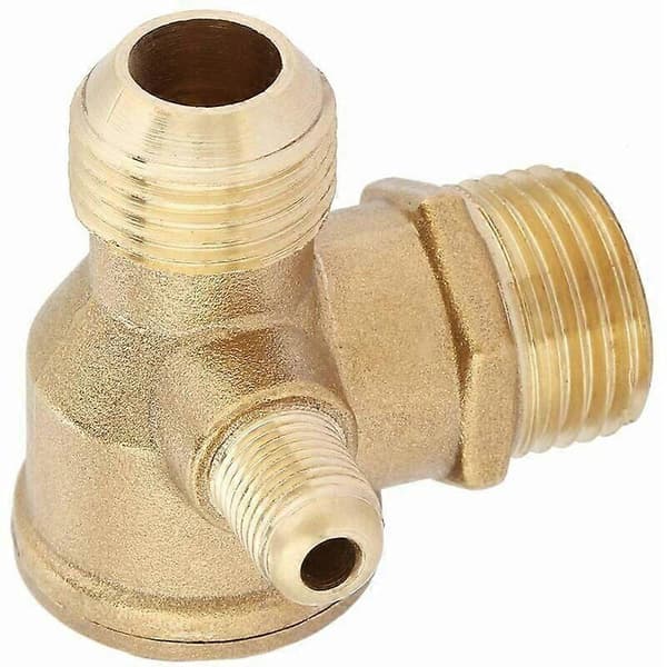 Luftkompressor backventil, 1/2\" x 3/8\" x 1/8\" utvändig mässingsventil med gängad anslutning för tryckluftstank och pump