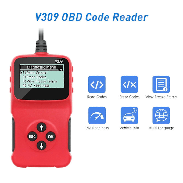 OBD2 Scanner Flerspråkig Kodläsare Professionellt Bil Diagnostikverktyg för Fordon