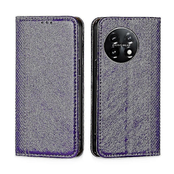 Grid Texture PU-deksel for OnePlus 11 Purple