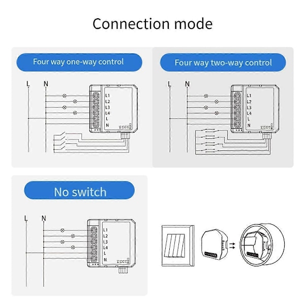 Tuya Smart WiFi Ljusströmbrytare Kontroll 4-vägs Mini Brytare Kontrollerad av Yandex Alexa Home