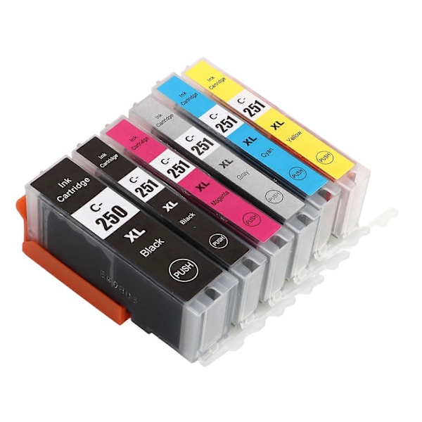 250?251 Multi Farver Blækpatron Erstatning Inkjet Patroner Printertilbehør til PIXMA 6 Farver (BK BK C M Y GY)